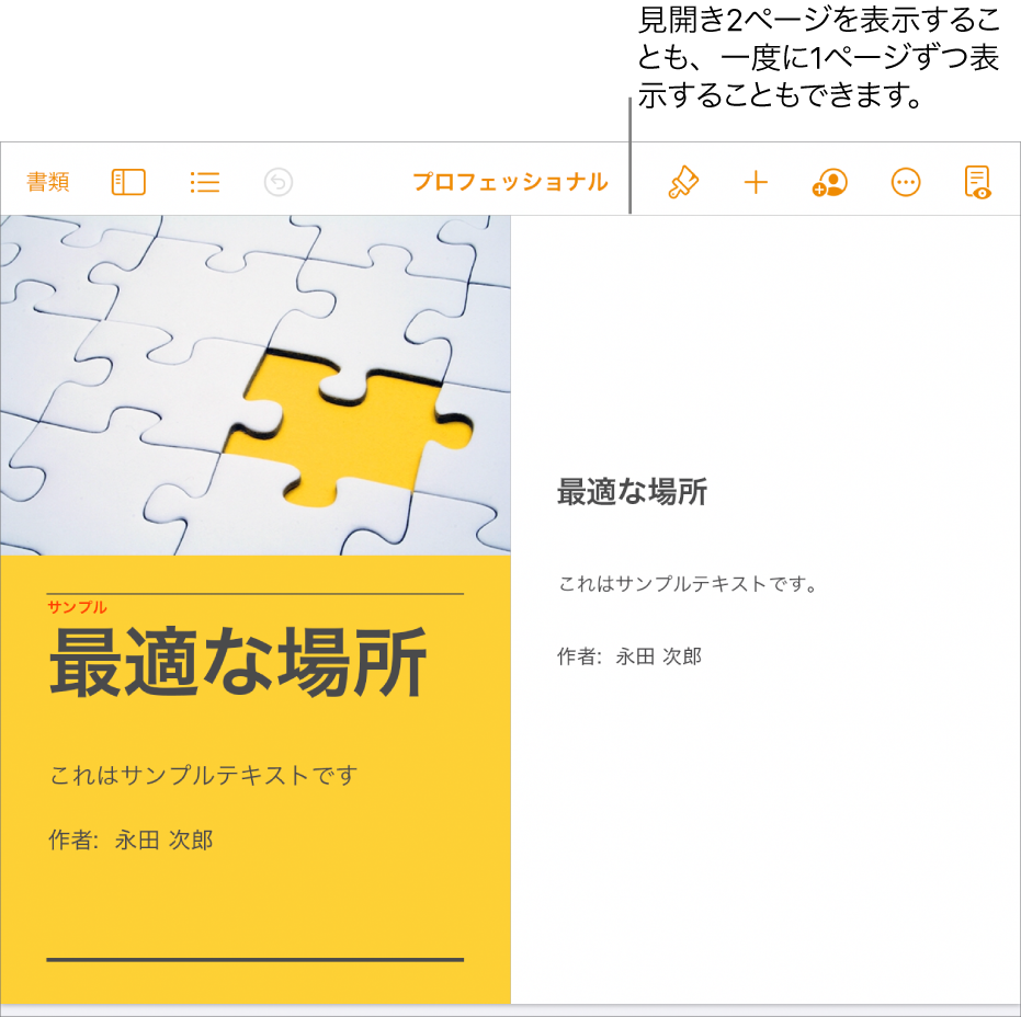 ページが見開き2ページとして表示されている書類。