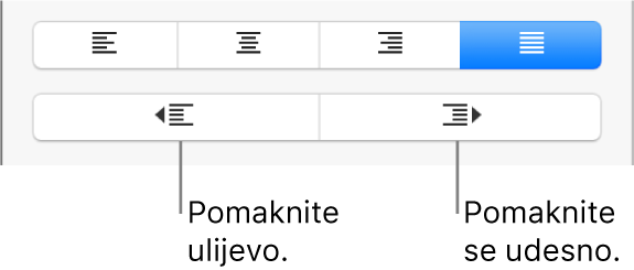 Opcije poravnanja paragrafa.