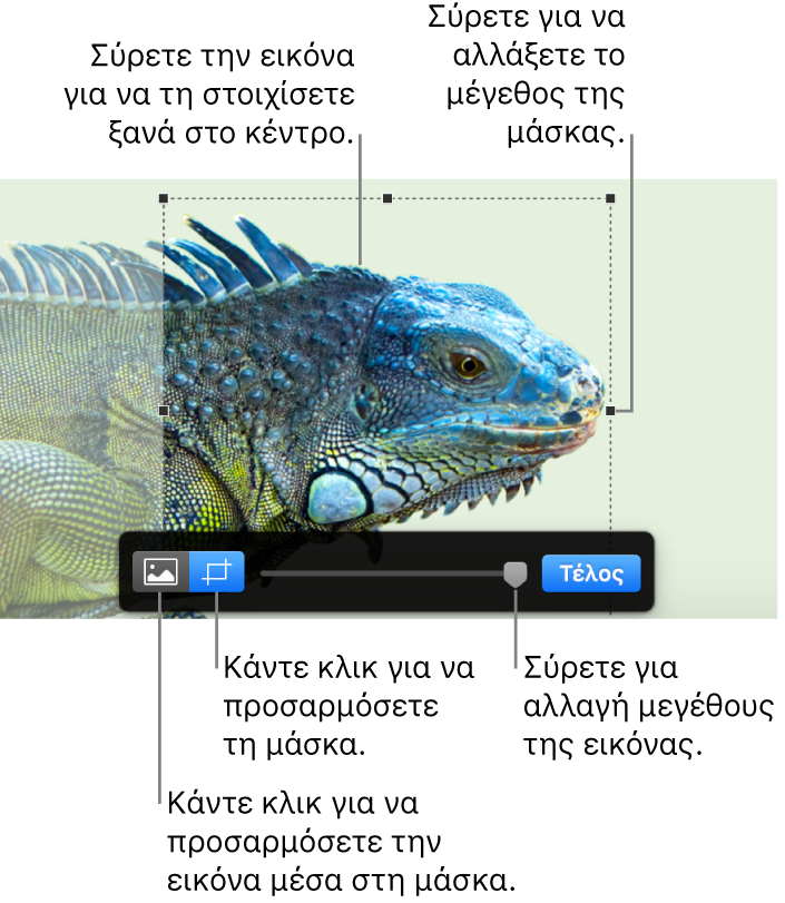 Τα χειριστήρια μάσκας πάνω σε μια φωτογραφία.