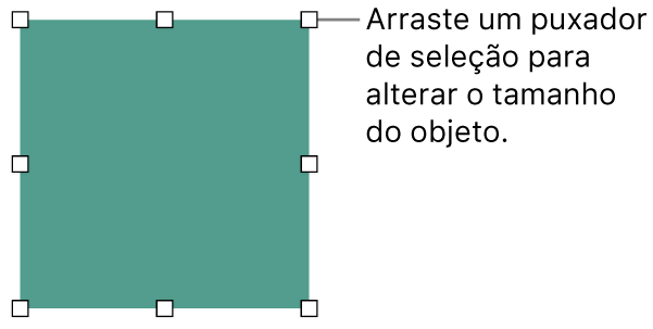 Um objeto com quadrados brancos no seu contorno para alterar o tamanho do objeto.