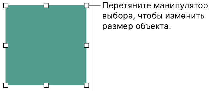 Объект с белыми квадратами на границе, позволяющими изменить размер объекта.