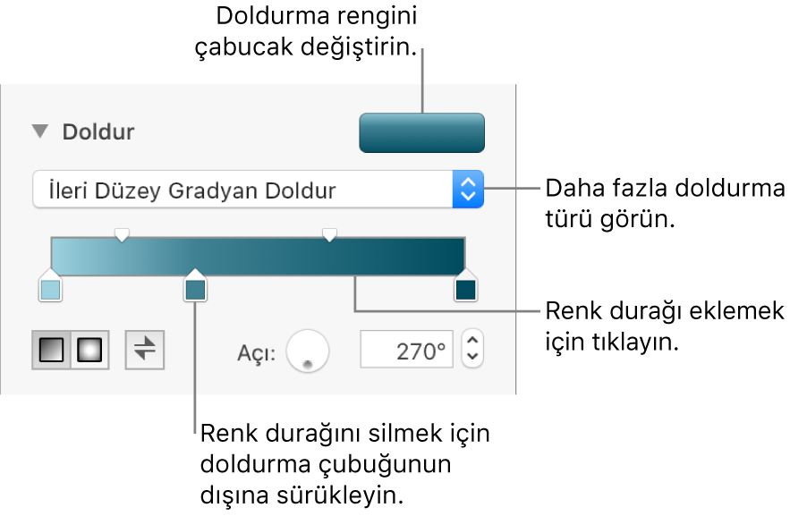 Nesneleri renkle doldurma denetimleri.