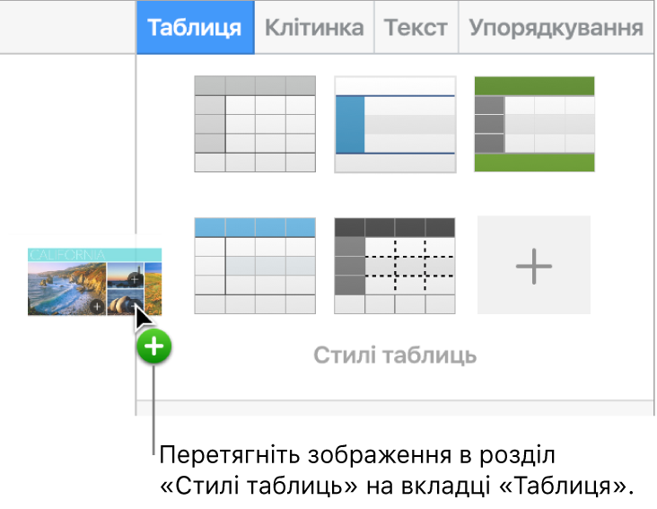 Перетягування зображення в стилі таблиць для створення нового стилю.