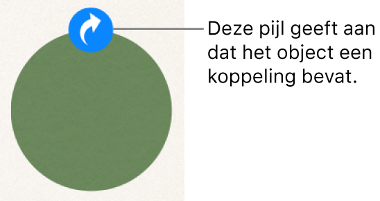 Een indicator van een link op een vorm.