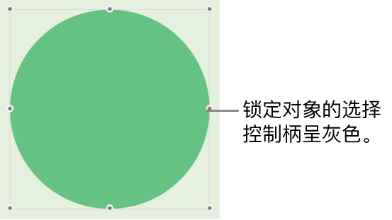 包含灰色选择控制柄的锁定对象。