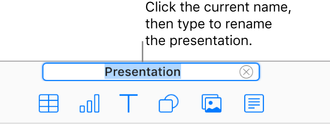 The default presentation name at the top of the Tools pop-up menu.