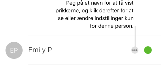 De tre prikker til højre for et navn på deltagerlisten.