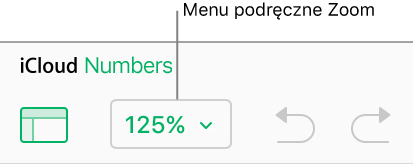Menu podręczne Zoom na pasku narzędzi.