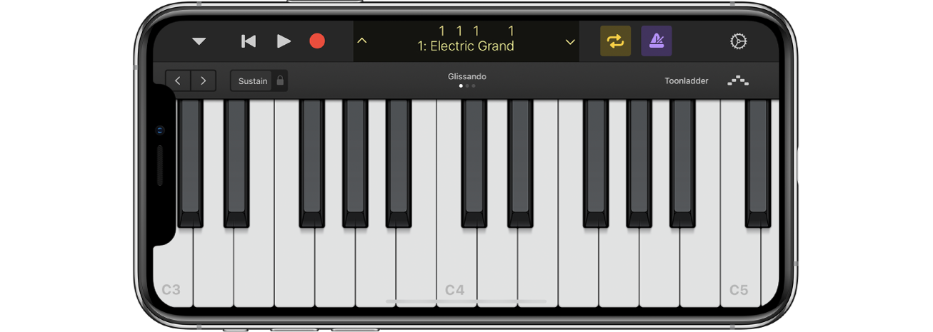 Logic Remote waarin een project wordt afgespeeld.