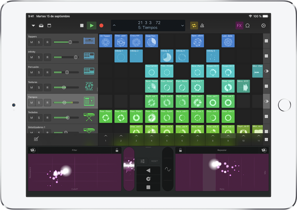 Proyecto reproduciéndose en Logic Remote.