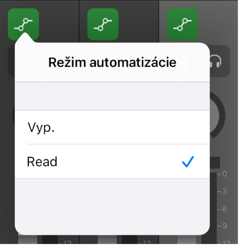 Obrázok. Vyskakovacie menu Režim automatizácie.