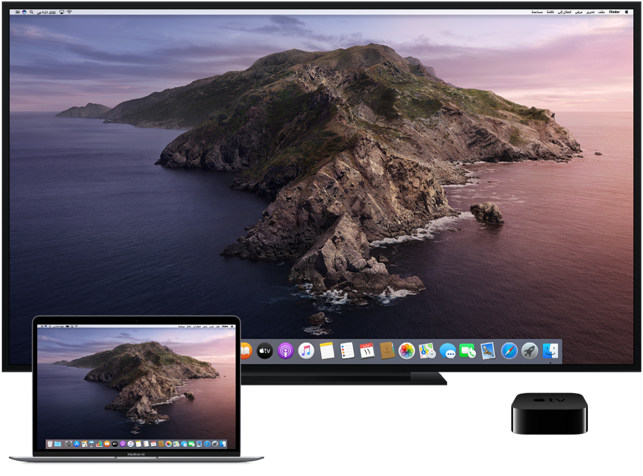 إعداد Mac وHDTV وApple TV لانعكاس AirPlay.