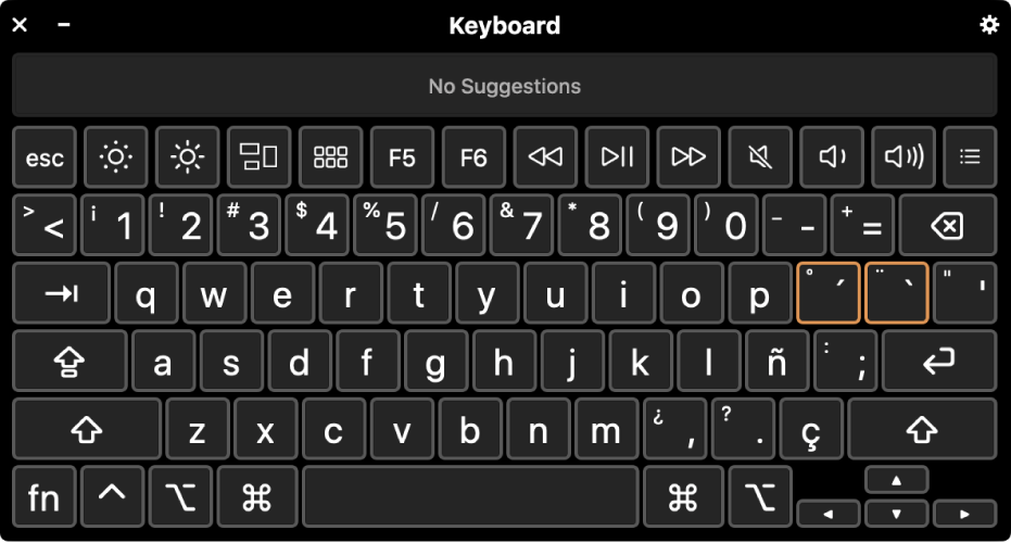 The Keyboard Viewer with the Spanish layout.