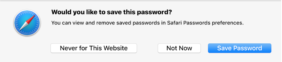 A dialogue asking if you want to save the password for a website.