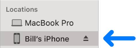 A device selected in the Finder sidebar.