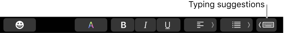 The Typing suggestions button on the right half of the Touch Bar.