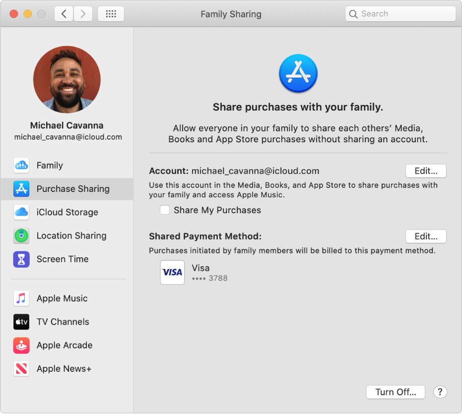 Change The Credit Card Shared By A Family Sharing Group On Mac
