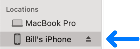 A device selected in the Finder sidebar.