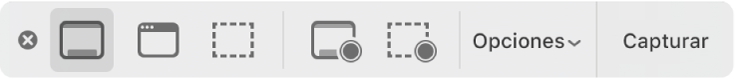 El panel de herramientas de Capturas de pantalla.