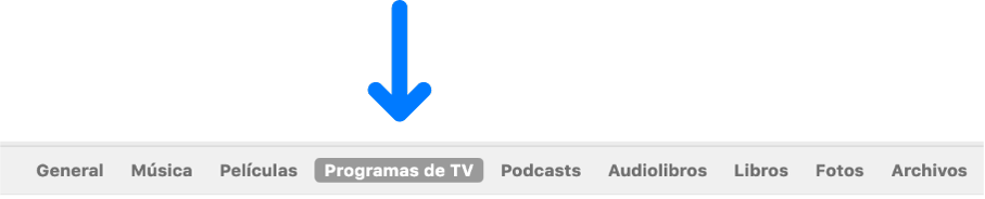 La barra de botones con “Programas de TV” seleccionado.
