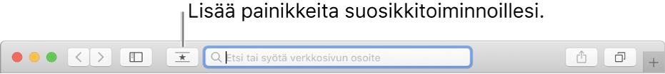 Työkalupalkki, jossa näkyy painike, jonka voit lisätä suosikkitoiminnoillesi.