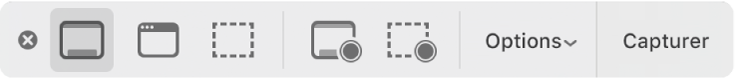 La sous-fenêtre d’outils de l’outil de capture d’écran.