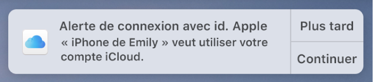 Notification de l’appareil demandant l’approbation pour Trousseau iCloud.