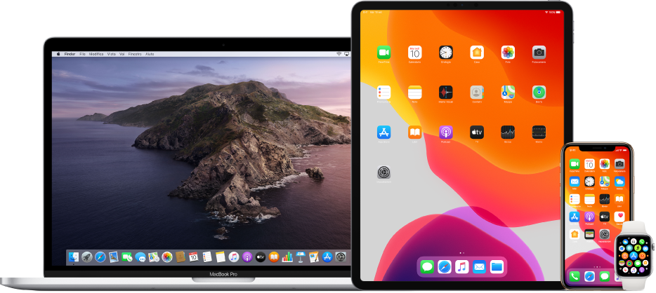 Un Mac, un iPad, un iPhone e un Apple Watch.