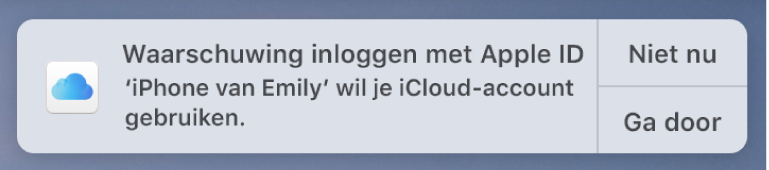 Een melding waarin het apparaat om goedkeuring vraagt voor iCloud-sleutelhanger.