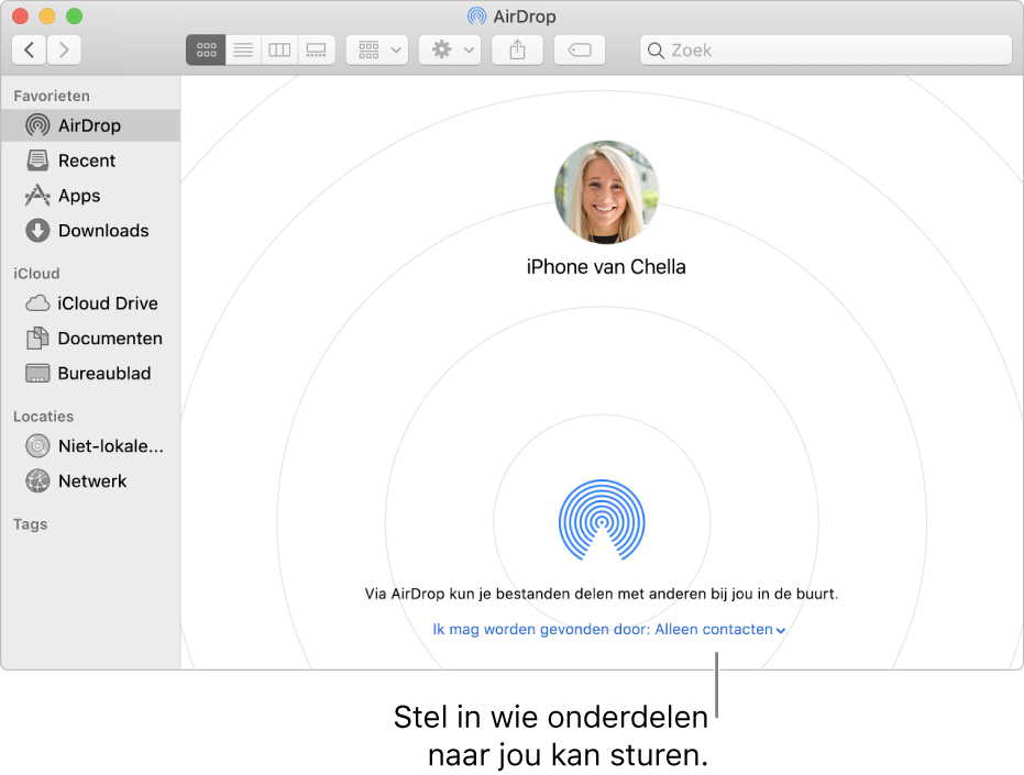 Het AirDrop-venster.