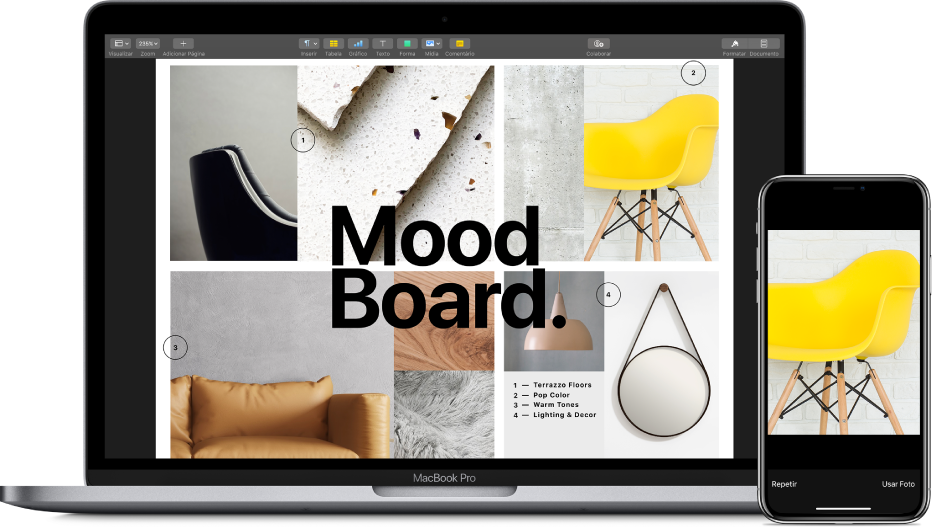 Uma foto no iPhone e a mesma foto inserida em um documento no Mac.