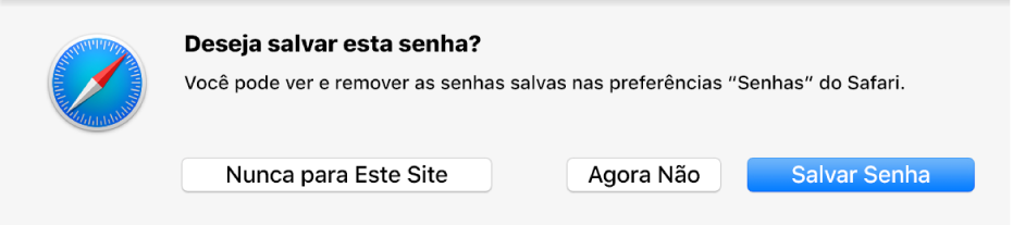 Diálogo perguntando se você deseja salvar a senha de um site.