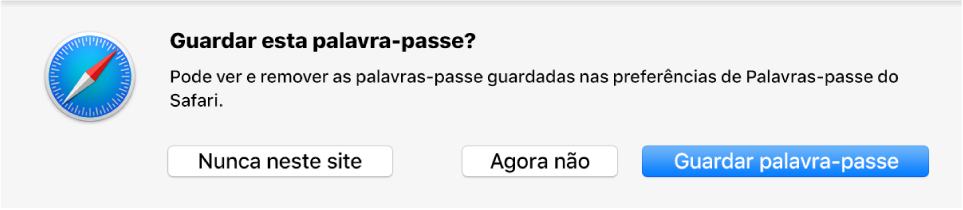 Uma caixa de diálogo a perguntar se pretende guardar a palavra-passe de um website.
