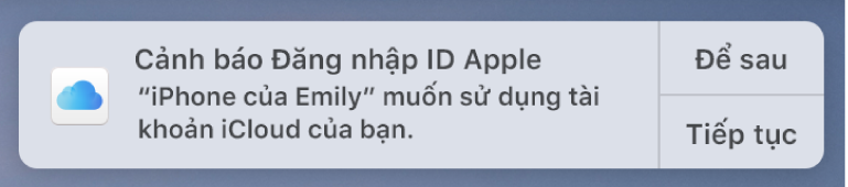 Thông báo về thiết bị yêu cầu phê duyệt Chuỗi khóa iCloud.