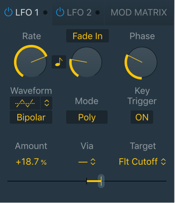 図。Quick SamplerのLFOパラメータ。