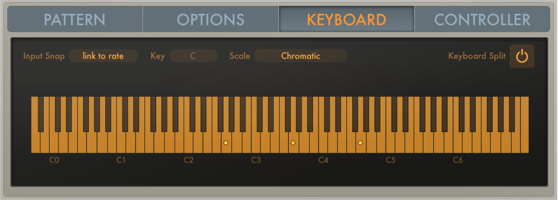 Abbildung. Keyboard-Parameter des Arpeggiators