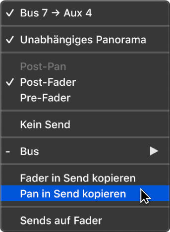 Abbildung. Befehl „Pan an Send kopieren“