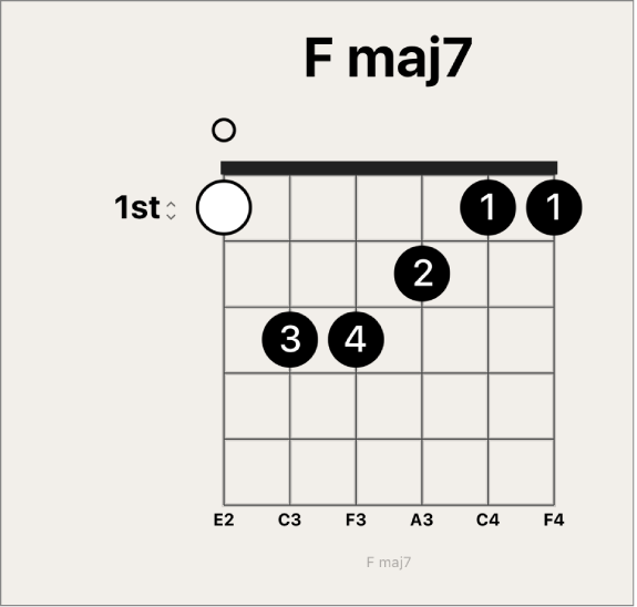 Figure. White optional fingering dot on chord grid.