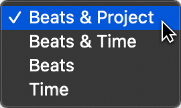 Figure. Selecting Beats & Project in the LCD to display project properties.