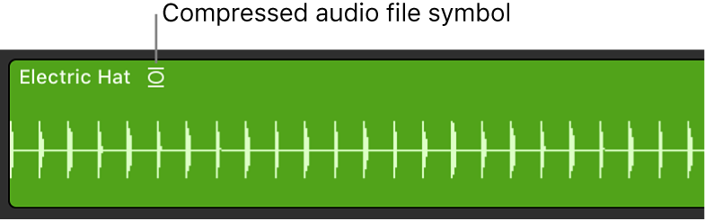 Figure. Audio region showing compressed audio file symbol to the right of the region name.