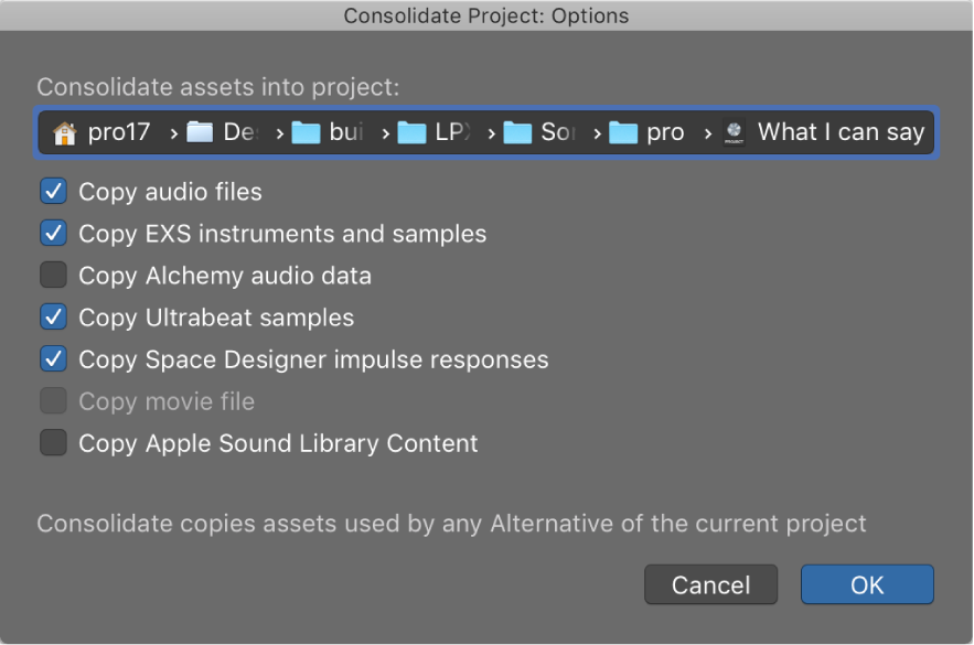 Figure. Consolidate Project dialog.
