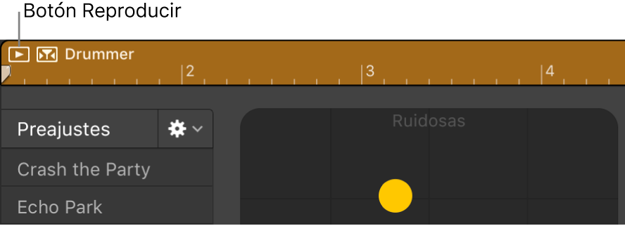 Ilustración. Botón Reproducir del editor Drummer.