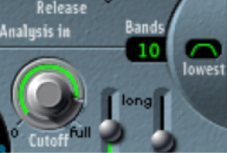 図。EVOC 20 PolySynthの「Bands」フィールド。