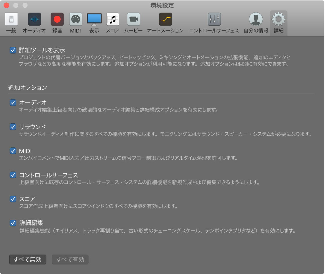 図。「詳細」環境設定。