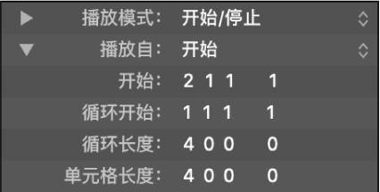 图。单元格检查器中的循环参数。