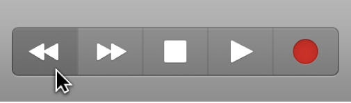 图。“倒回”按钮已选定的走带控制按钮。