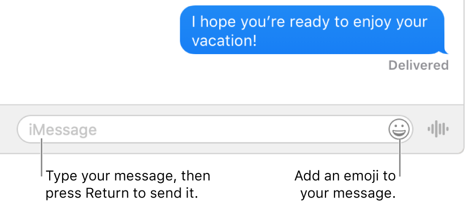 A conversation in the Messages window, with the text field showing at the bottom of the window.