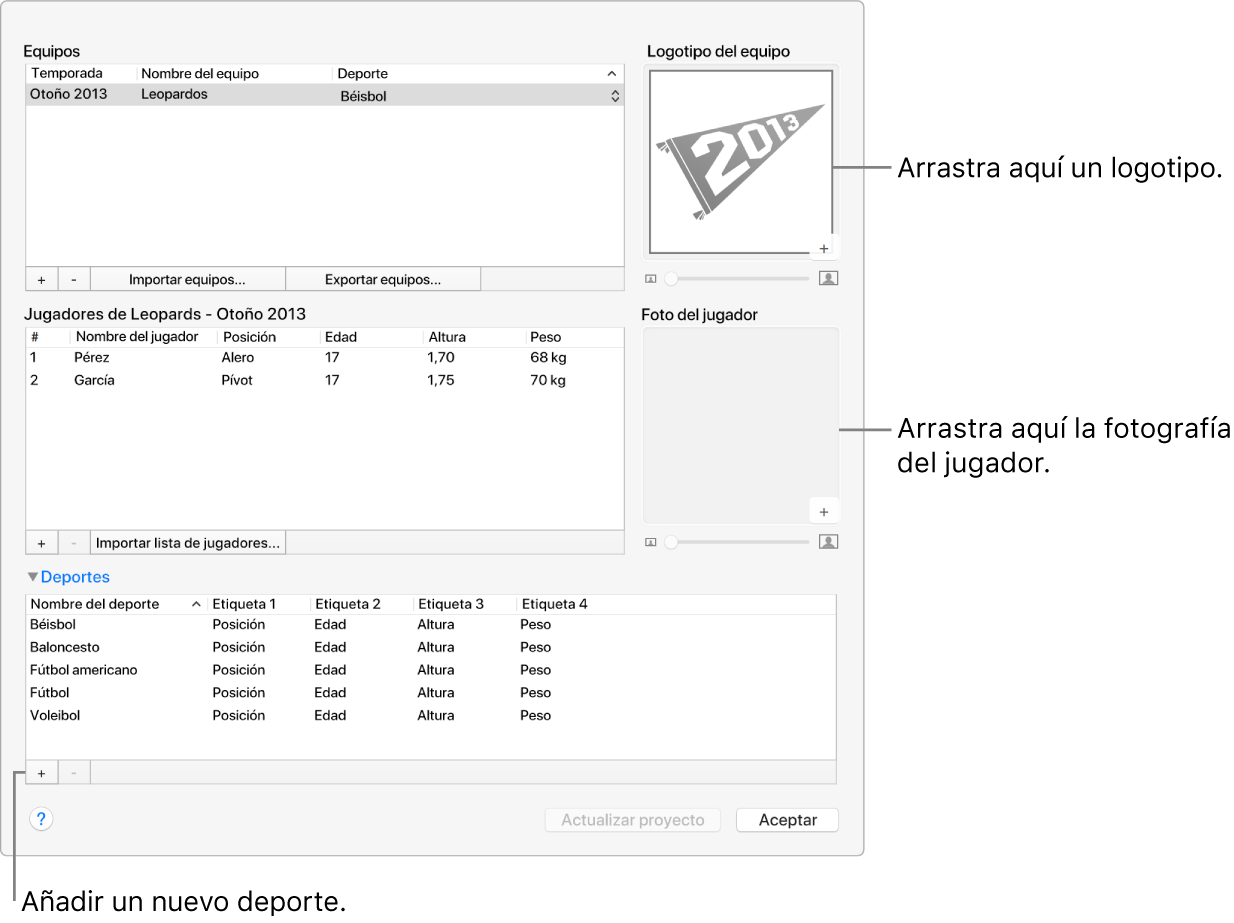 Editor de equipos deportivos