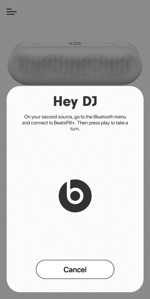 Beats app DJ mode waiting for second device to connect
