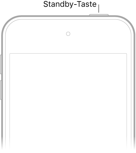 Vorderansicht des iPod touch mit der Standby-Taste oben.